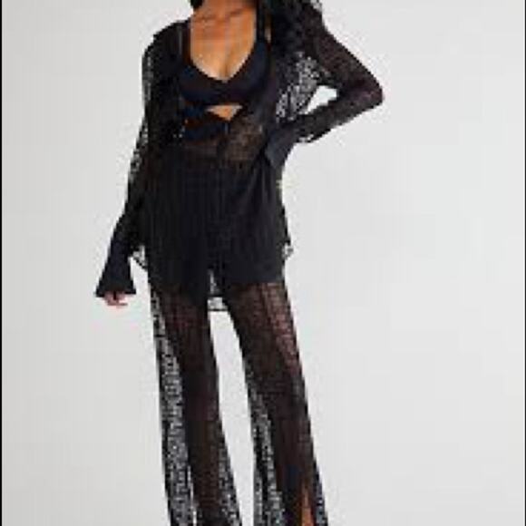 Free People In The Night Lace Shirts size L your choice Burgundy or Black - Picture 3 of 4